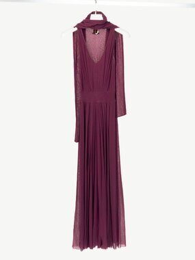 Jean Paul Gaultier Soleil Purple Mesh Scarf-Collar Maxi Dress